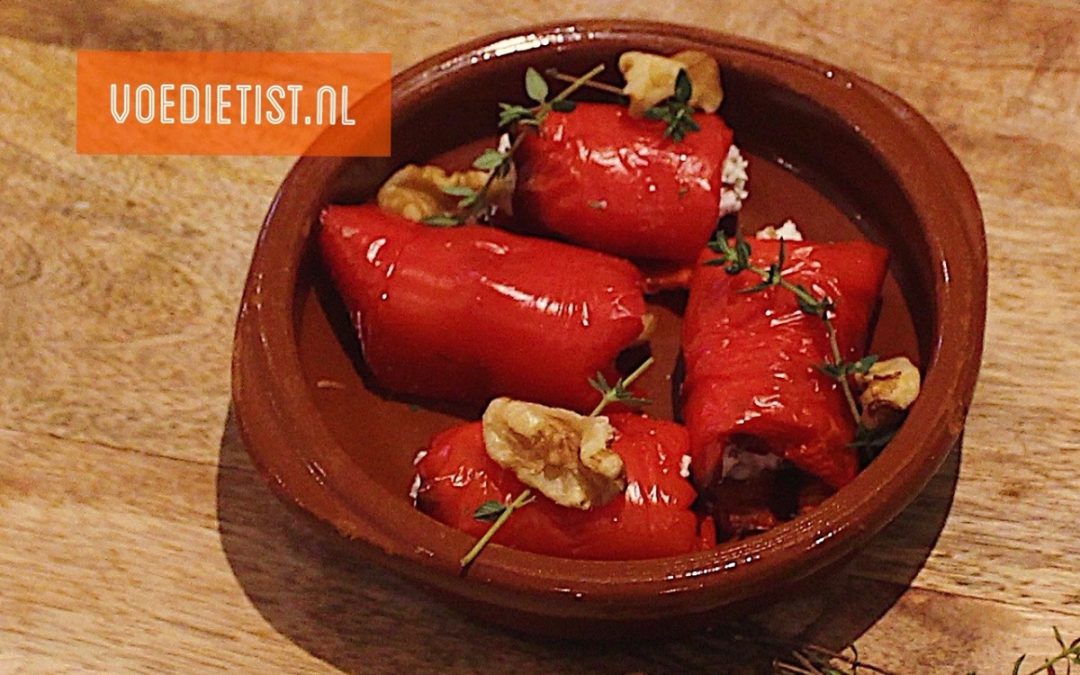 Recept: Puntpaprika rolletjes met geitenkaas