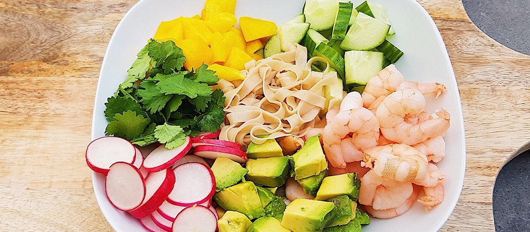 Recept: Glutenvrije noodle bowl met garnalen
